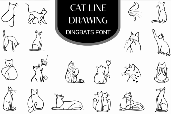 Cat Line Drawing: A Whiskered Typeface for Creative Projects