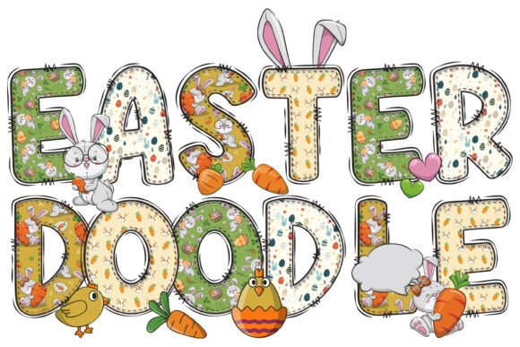 Easter Doodle Alphabet Font for Festive Crafting